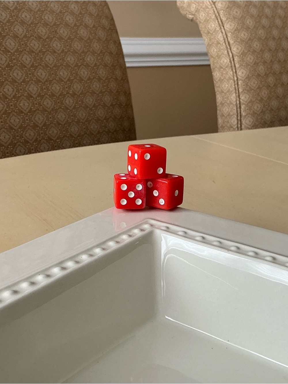 Large Stacked Game Night Dice Platter Decoration -  RED 🎲